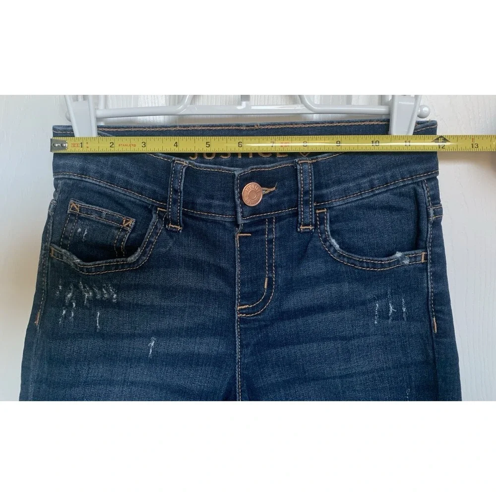 Justice Girls Dark Wash Distressed Size‎ 10 Skinny Jeans